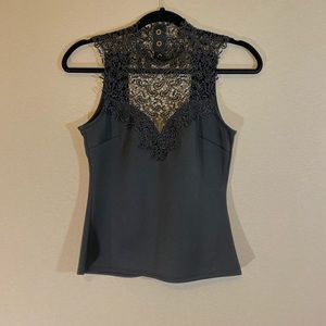 Dotti Lace Neck Peplum Top